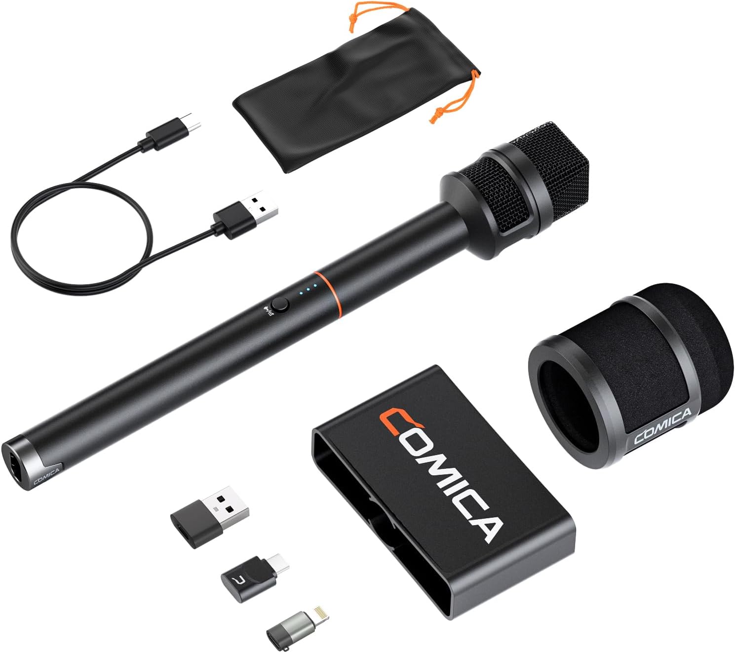 COMICA Revo S Wireless Handheld Microphone for iPhone 15 16, USB C Interview Mic with 48kHz/24bit Recording, 15H Battery Life, Ideal for Content Creators/Reporter/Street Interviews/Podcasting