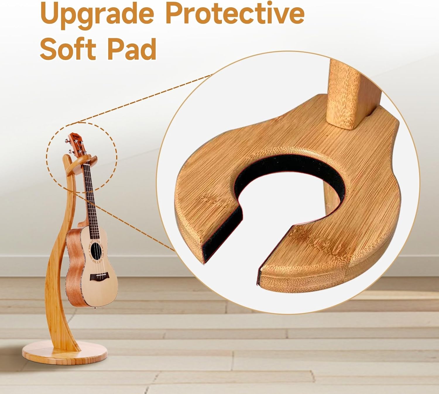Wooden Guitar Stand - Acoustic Electric Guitar Holder Bamboo, Portable Single Guitar Hanger Rack for Banjo Bass Ukulele Guitar Player Accessories Home Studio Music Instrument Display
