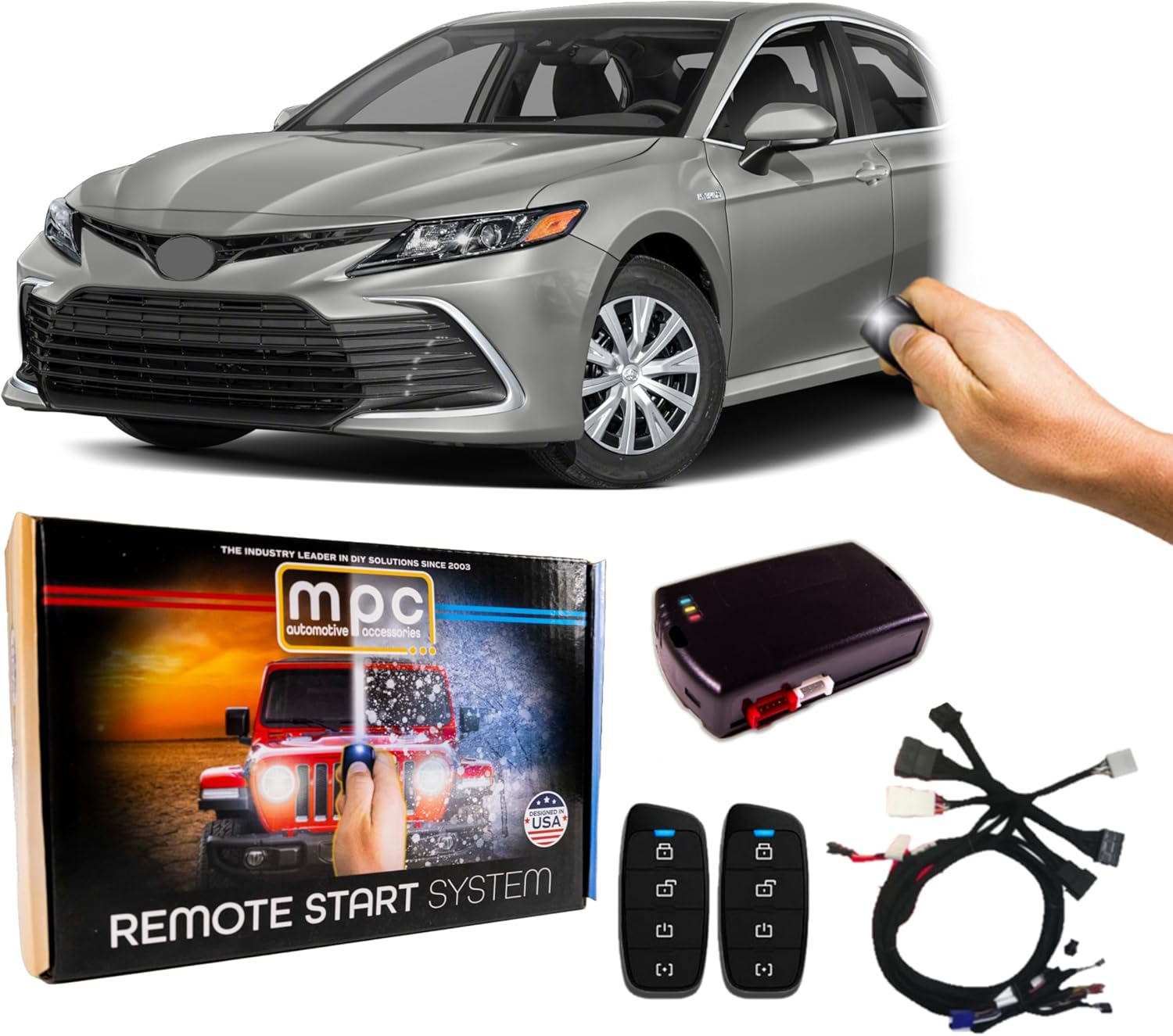 MPC Remote Starter Compatible with Toyota Camry 2018-2022 |Hybrid| |Push to Start| with T-Harness - (2) Extended Range 4-Button 2-Way Remotes - Up to 1,500 ft Range