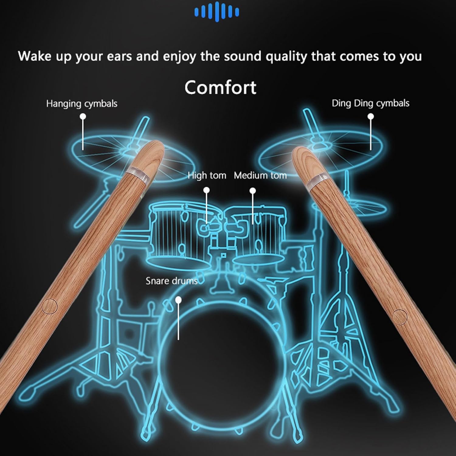 Jiawu Virtual Electronic Drum Set, Electric Drumsticks Air Drum Set, Air with Drumsticks Pedals, Electric Machine for Beginners Adults Portable Virtual Kit