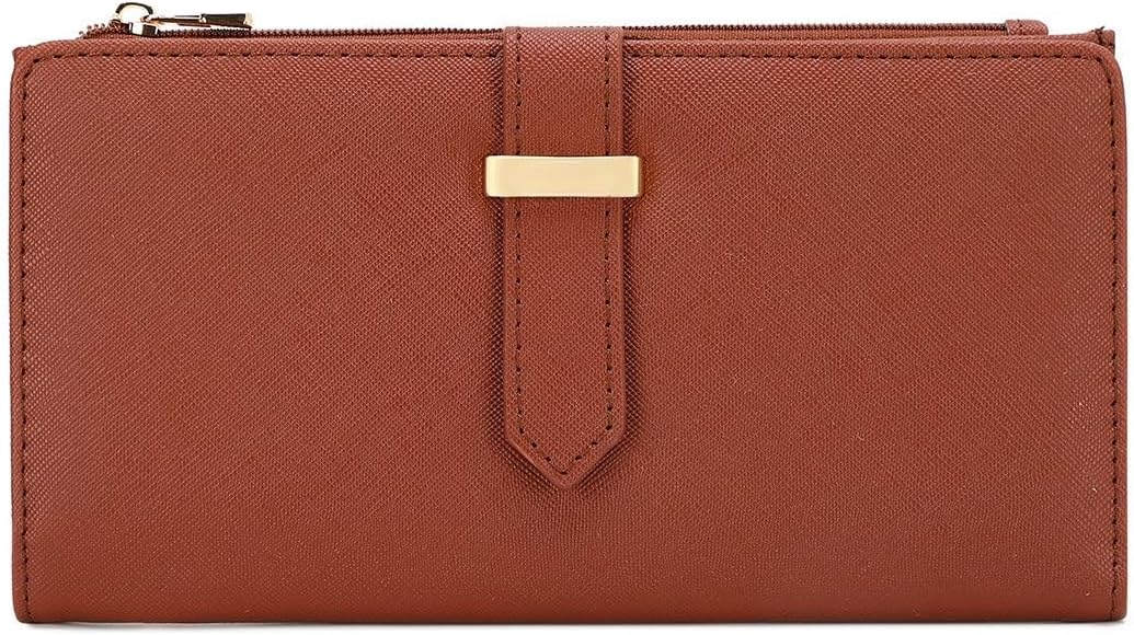 Unisex Genuine Leather RFID Blocking Long Travel Passport Holder Multi-Functional Document Organizer (Brown)