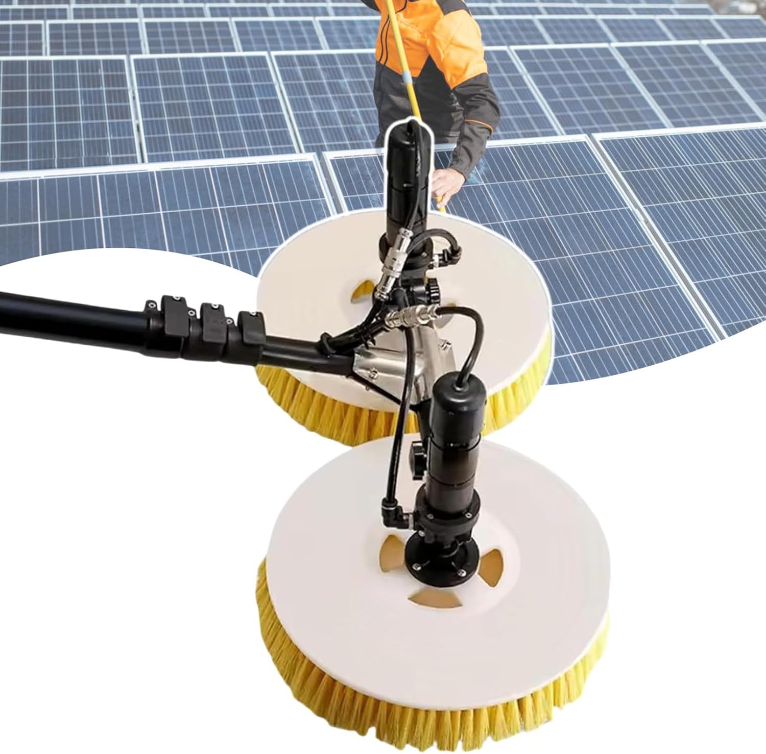 Solar Panel Cleaning Rotating Brush, 7.5m Cleaning Machine Kit, Electric Brush Power Generation Panel Component Cleaning Equipment