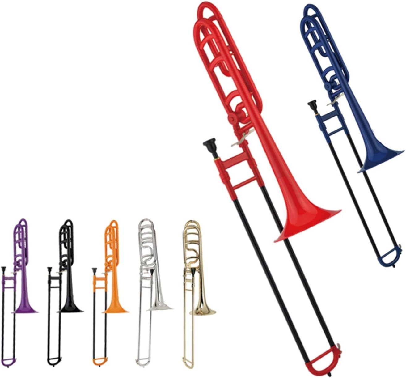 Adult Trombone Instrument Colorful Plastic Tenor Trombone Brass Instrument B Flat Professional Performance Practice(Orange)