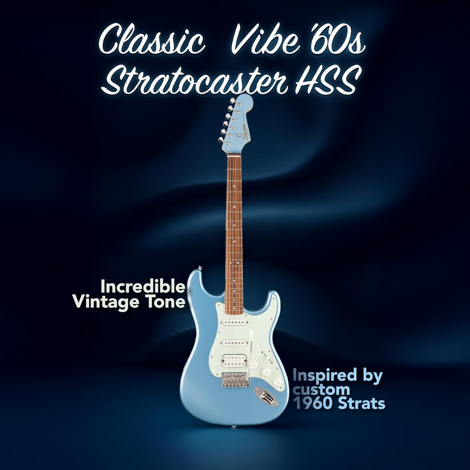 Fender Squier Limited Edition Classic Vibe '60s Stratocaster HSS Electric Guitar (Ice Blue Metallic) Bundle with Accessories (17 Items)