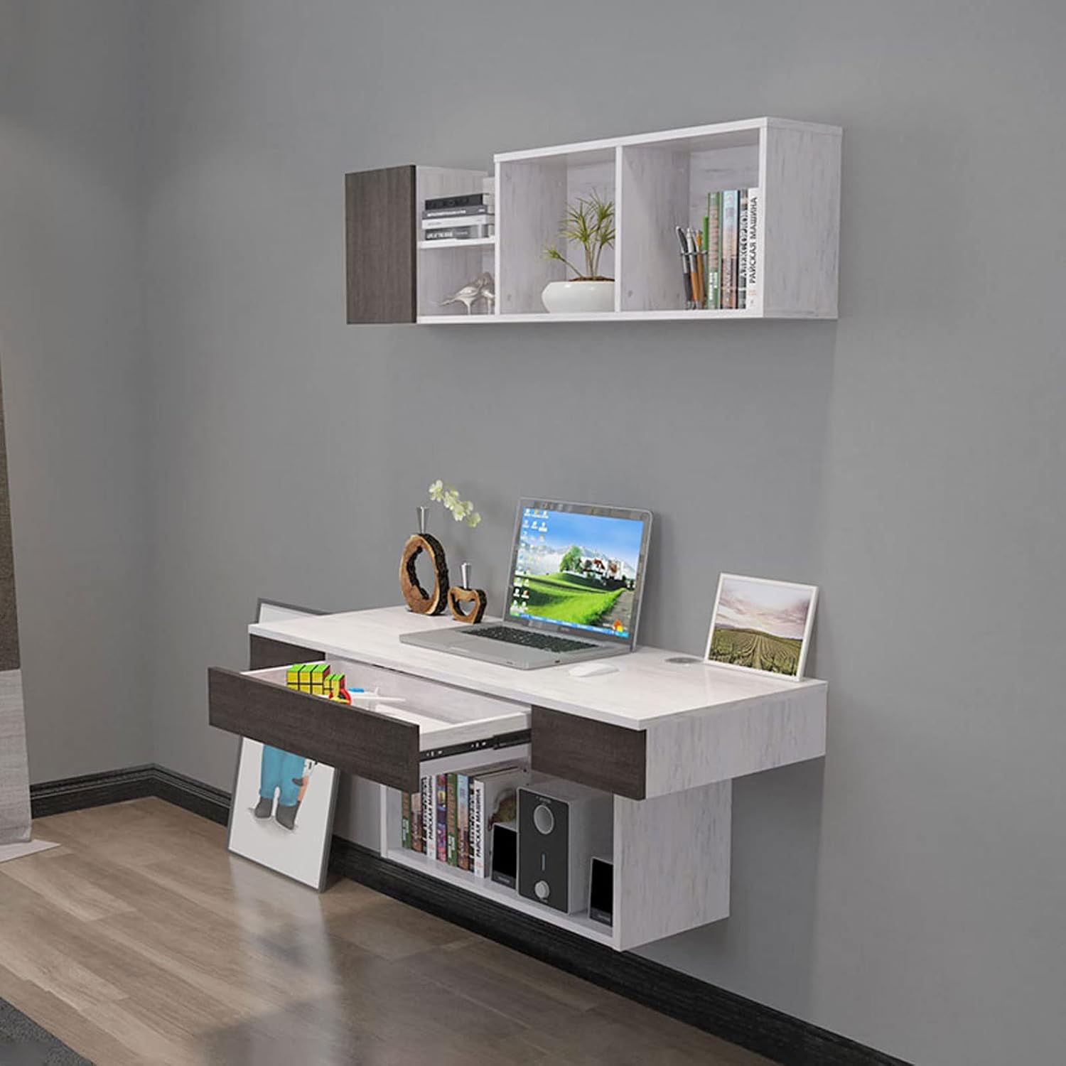Computer Desk Wall mounted TV Cabinet Floating Shelf Wall Shelf Bedroom Living room Office Study Table Reading Desk TV Stand Multimedia Shelf Mobile Shelf Gaming Shelf Wall Mount Corner Shelves