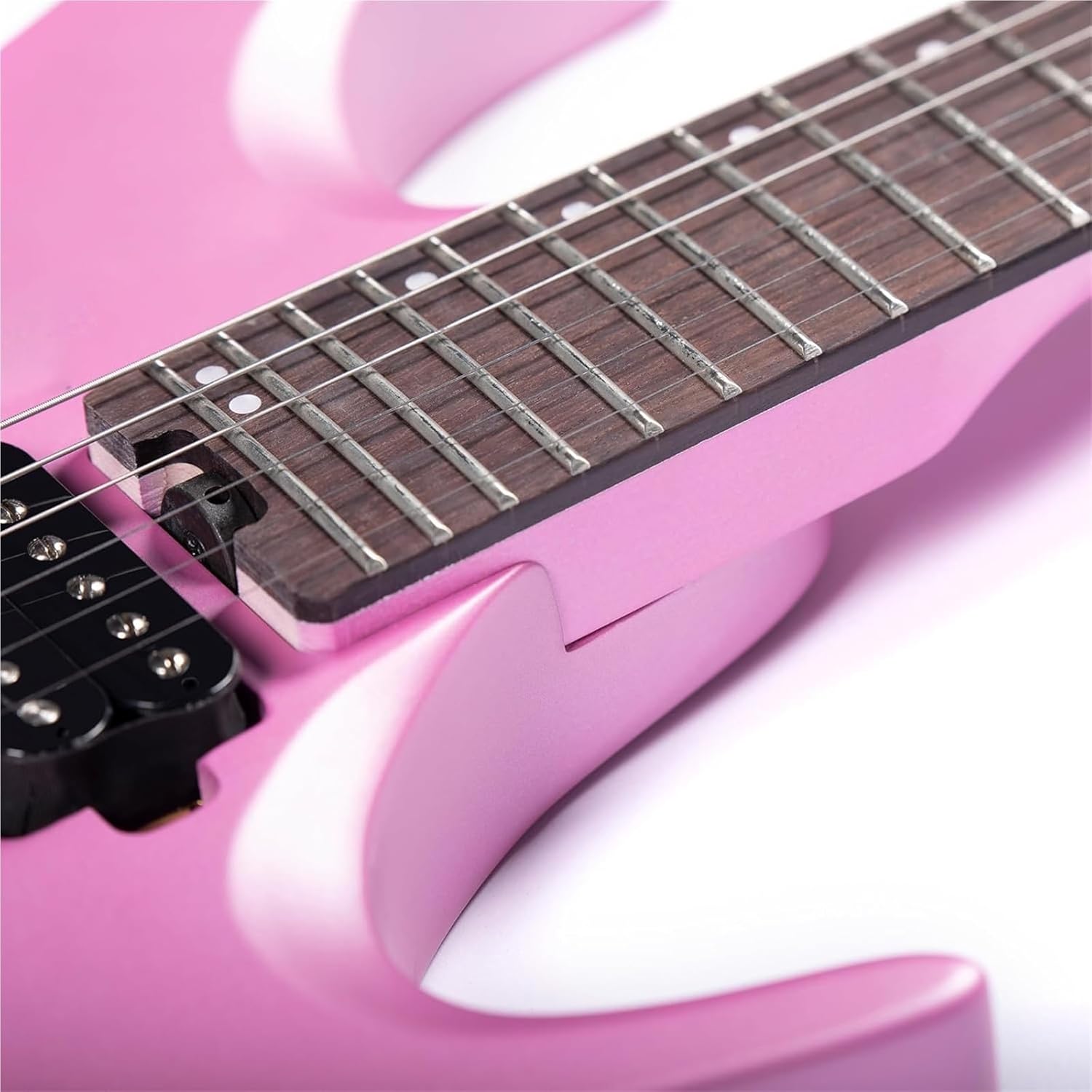 Beginner Electric Guitar Kits Headless Electric Guitar Solid Mahogany Body Maple Neck(Pink)