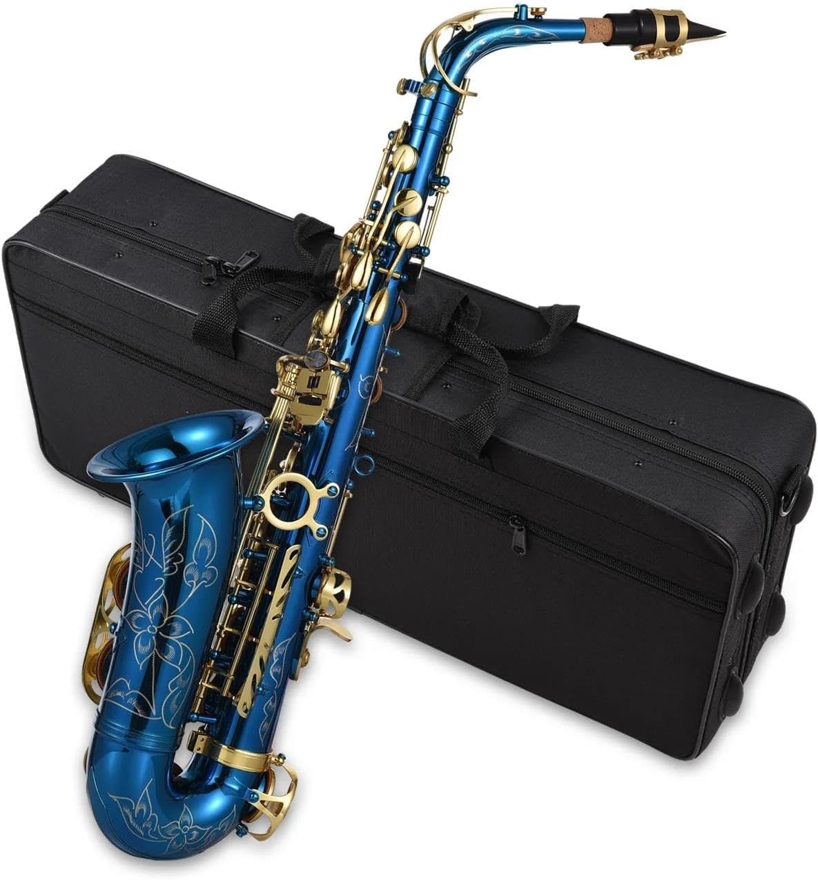 VBDEFRT Woodwind Instruments Brass Engraved Eb E-Flat Alto Saxophone Buttons With Case Gloves Cloth Belt Brush