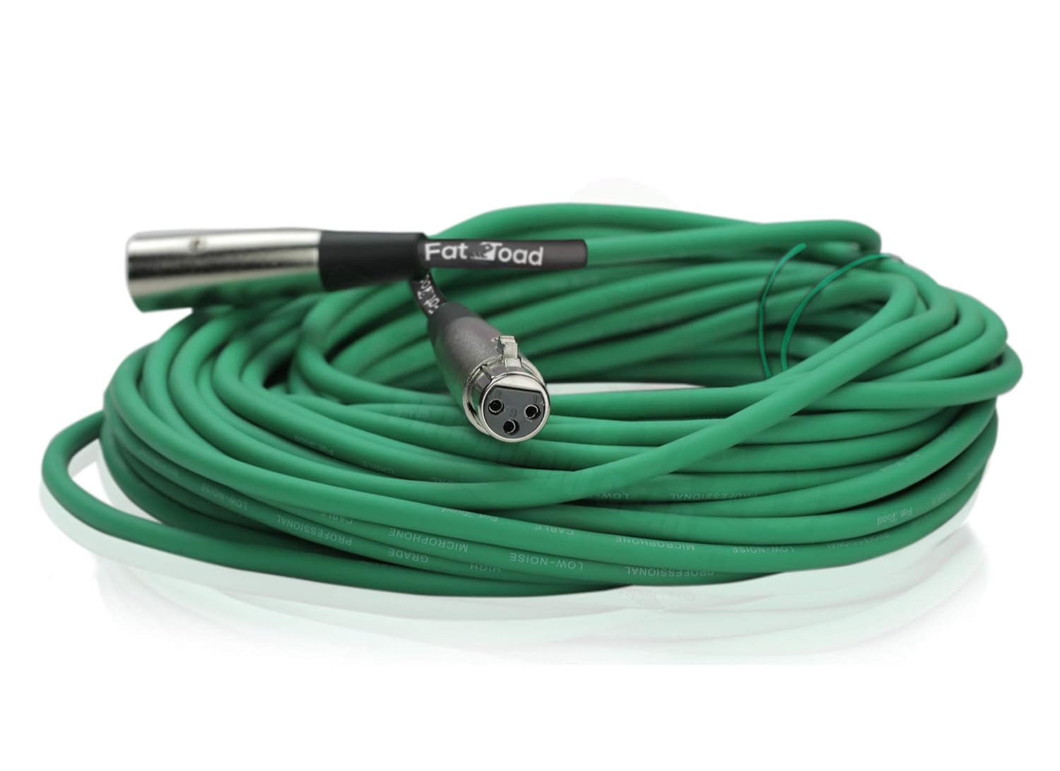 Fat Toad 50ft XLR Mic Cables (ShieldedPRO X Series) 12 Pack – Green Patch Microphone Cords with Balanced 3-Pin Lo-Z Connectors – 24 AWG Wire for Studio, DJ & Live Sound