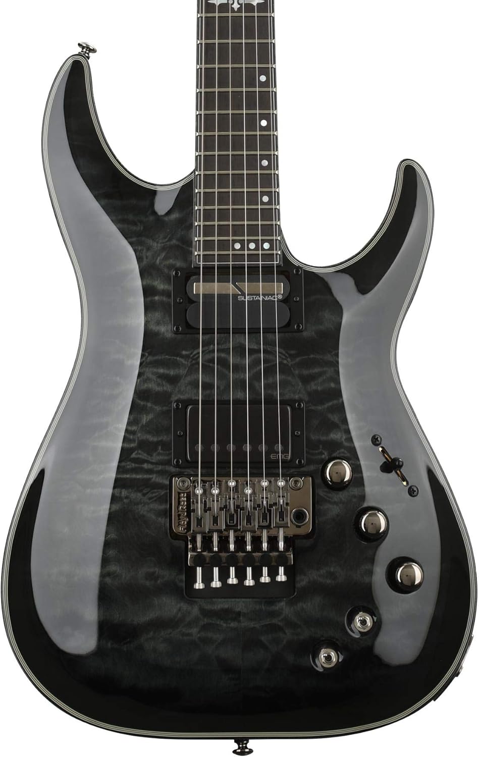 Schecter Hellraiser Hybrid C-1 with Floyd Rose and Sustaniac - Trans Black Burst