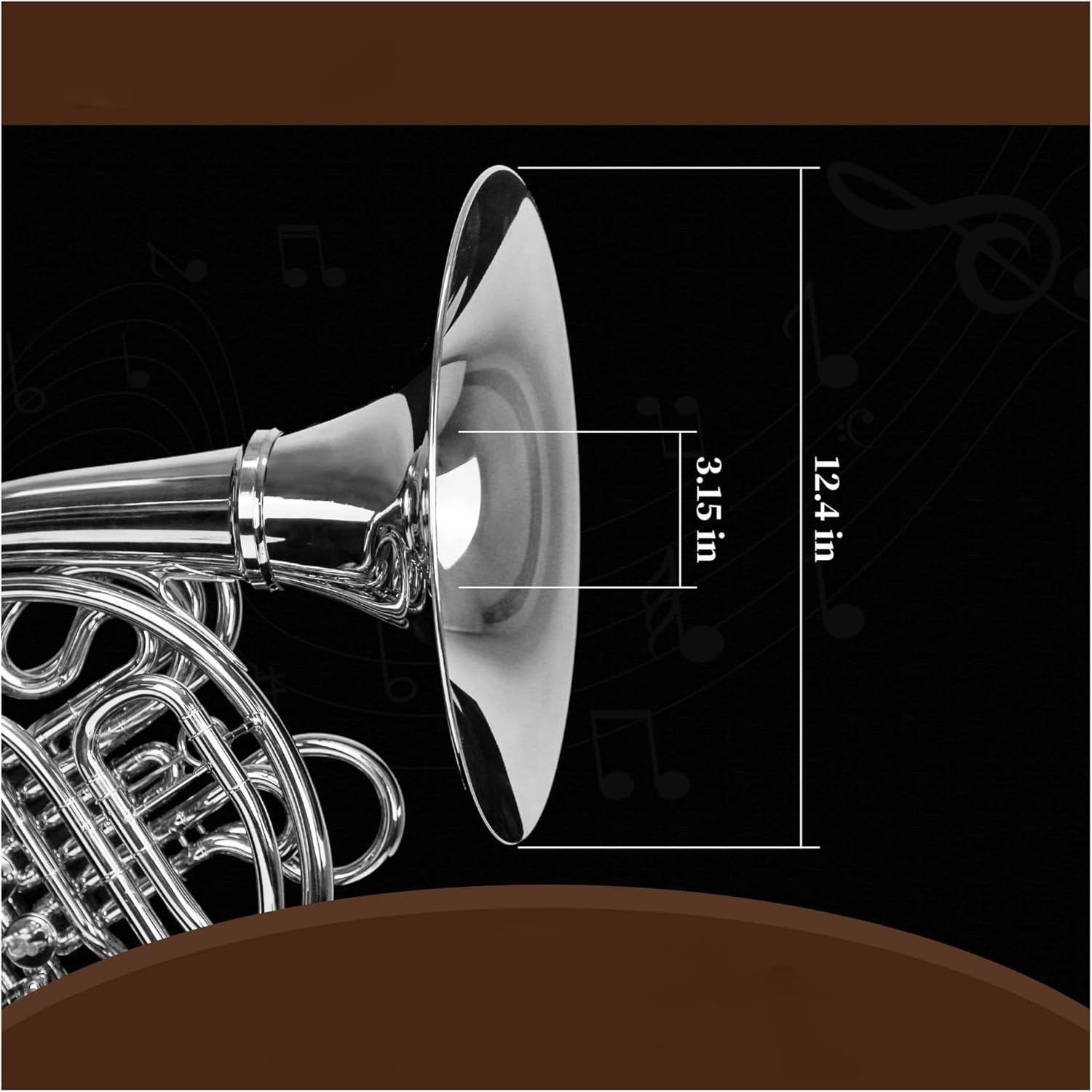 Professional Instrument Double Row French Horn 4 Keys Flat Brass Body