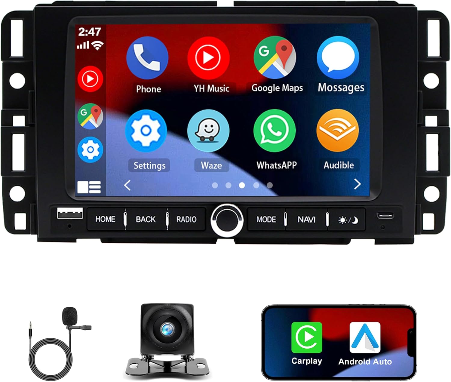 Car Stereo Radio for Chevy Silverado Avalanche GMC Acadia Yukon Buick 2007-2013, 7