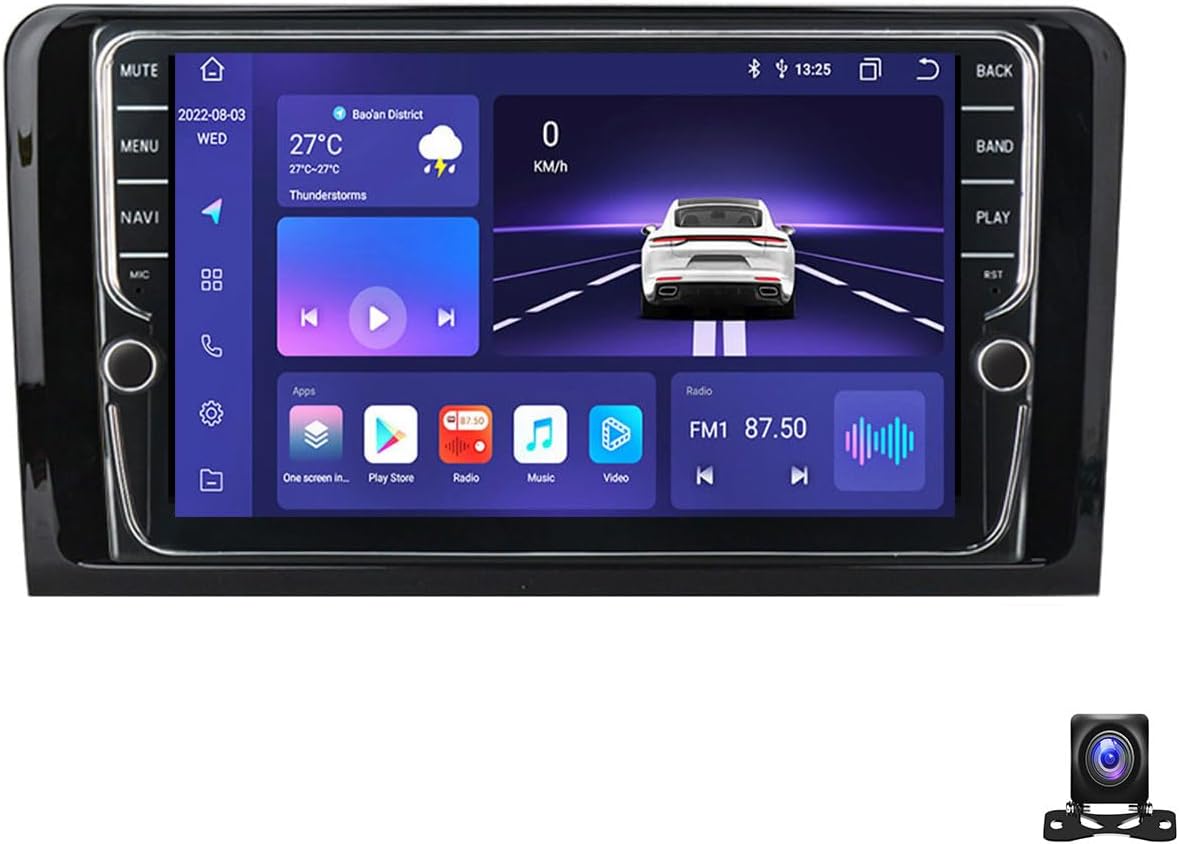 Double Din Car Stereo Bluetooth MP5 Player with Carplay/Auto, 9 Inch Touchscreen Radio Receiver with AHD Backup Camera, Compatible with Benz ML 320/ML 350/W164 Support 4G/SWC/DSP,K700S