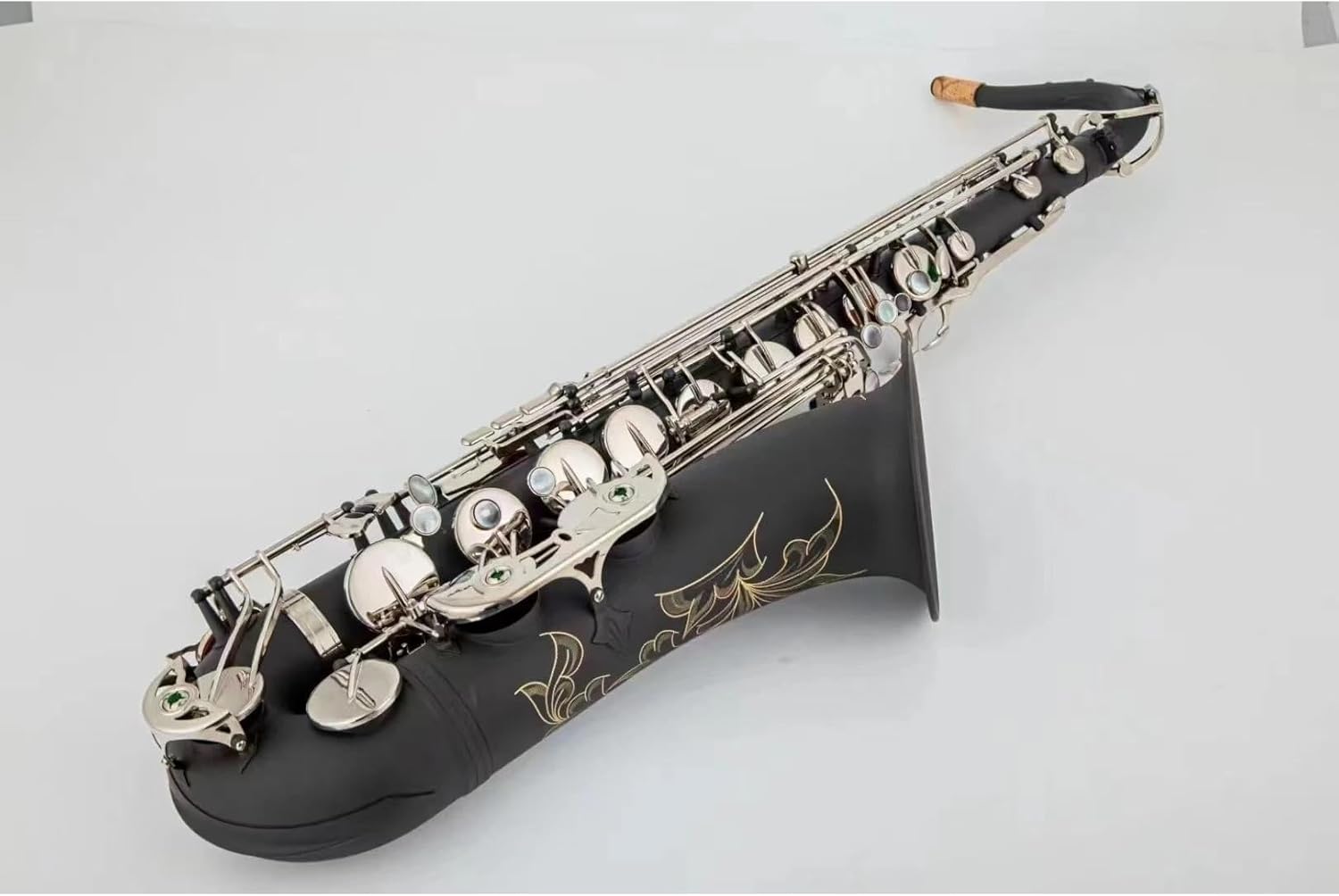 Beginner saxophone Tenor Saxophone Bb Tune Black Matte Nickel Plating Woodwind Instrument With Case Accessories (Color : Leather bag)