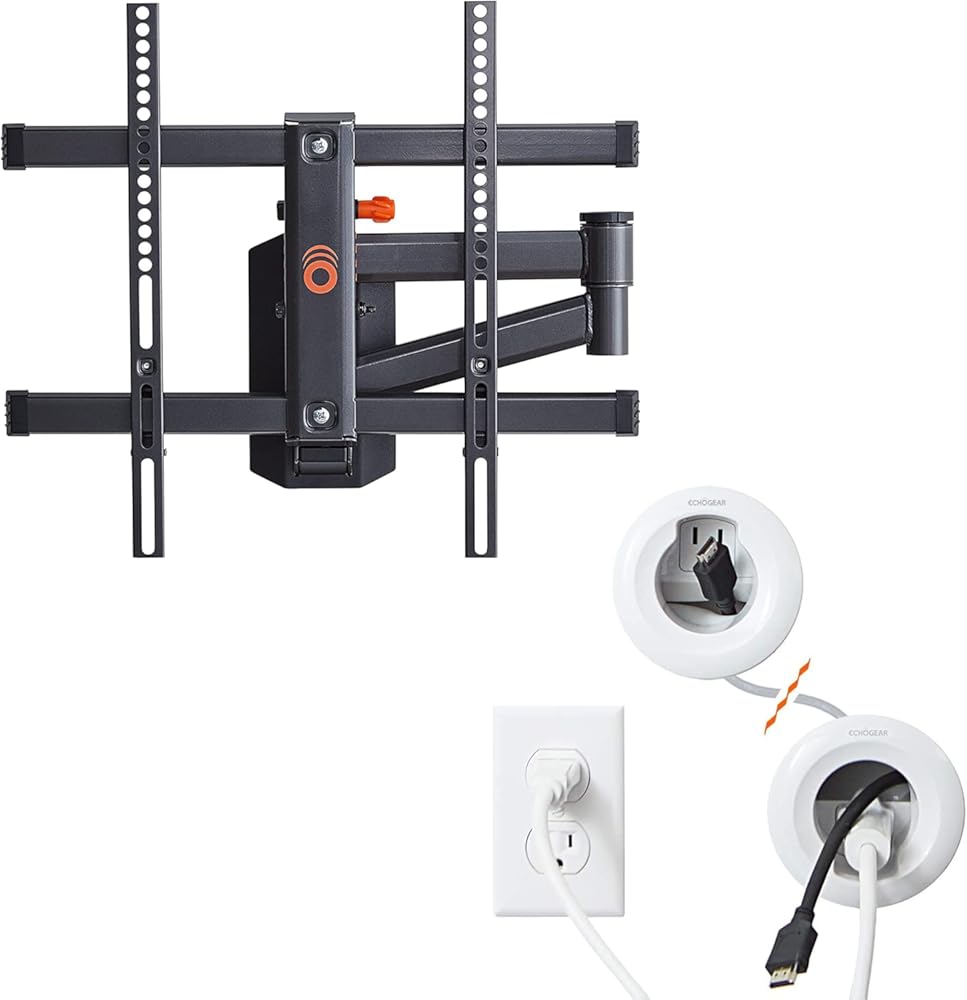 ECHOGEAR Swivel Full Motion TV Wall Mount & in-Wall Cable Management Kit - for TVs Up to 60