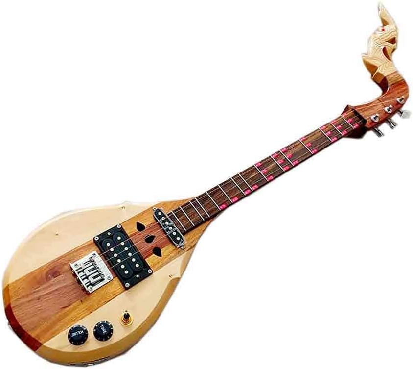 Isarn Acoustic Electric Phin 3 Strings, Thai Lao Guitar Musical Instrument, Traditional Thai Musical Pin64