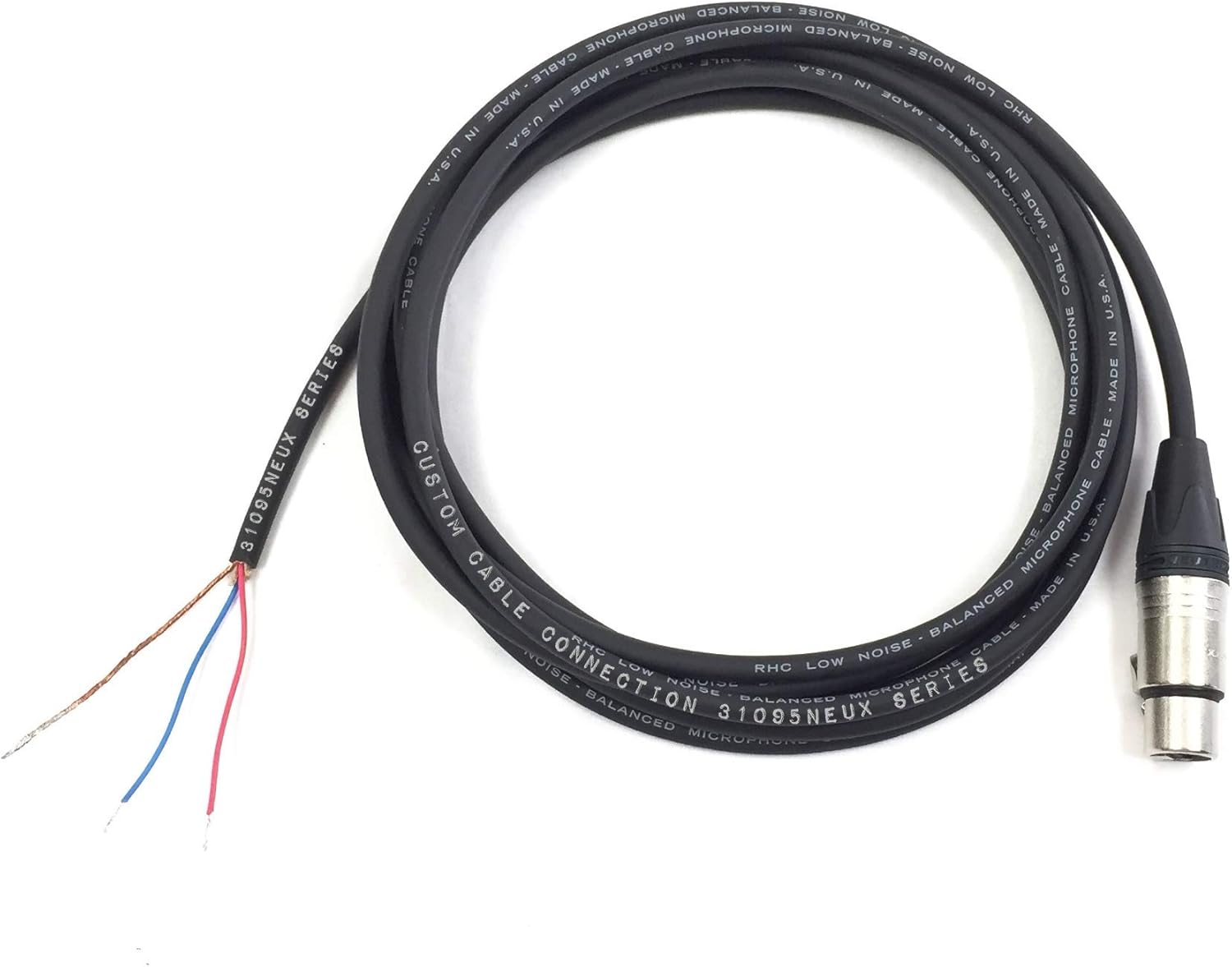 150 Foot Custom Cable Connection Pro-Audio Balanced Microphone with Neutrik NC3FXX XLR Female Connector to Blunt end Cable
