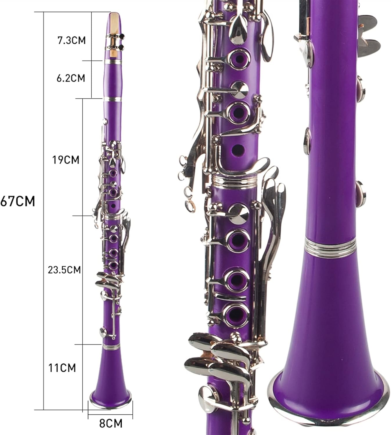Purple ABS Clarinet Bb Cupronickel Plated Nickel 17 Key with Cleaning Cloth Gloves Screwdriver Woodwind Instrument Professional Clarinet