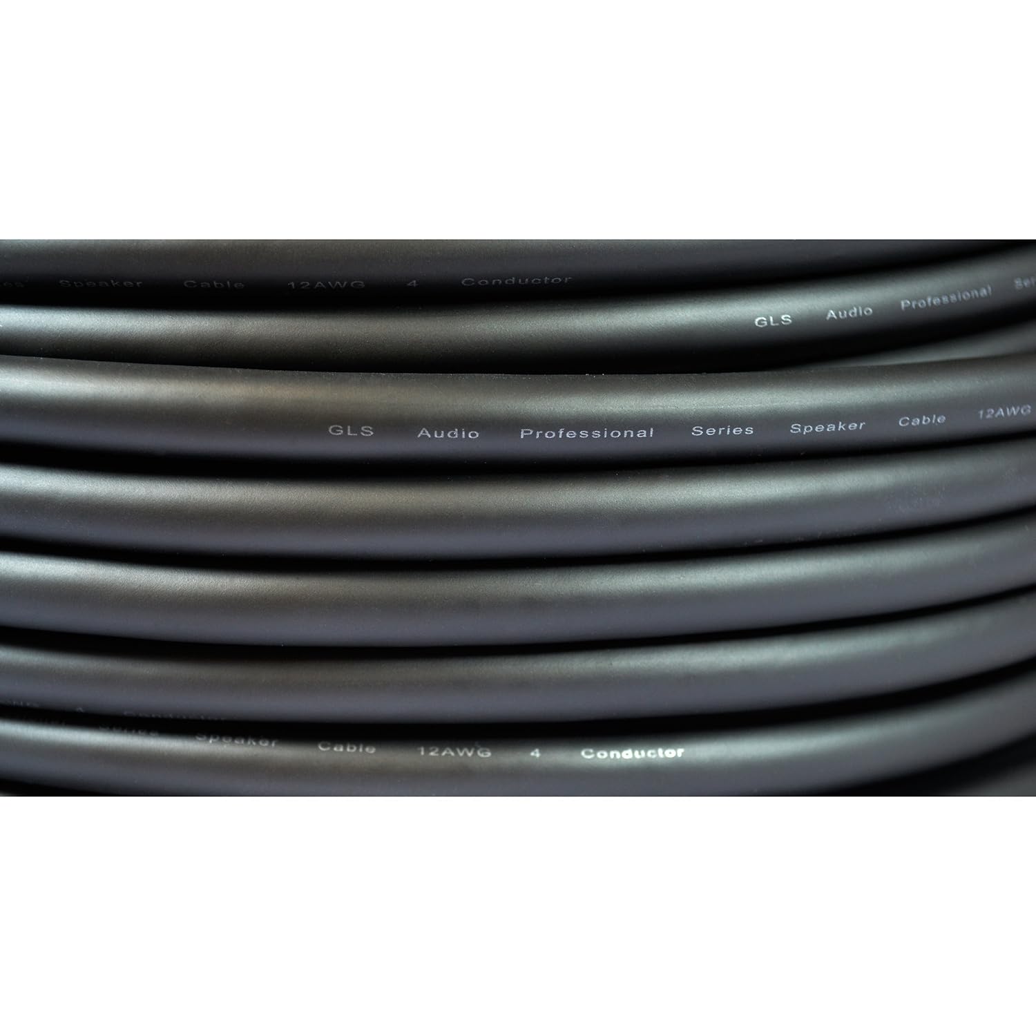 GLS Audio 500 feet Bulk Professional Speaker Cable 12AWG 4 Conductor Black - 12 Gauge Patch Cord 12/4 Wire - Pro 500' Spool Roll 12G 4 Conductor Bulk