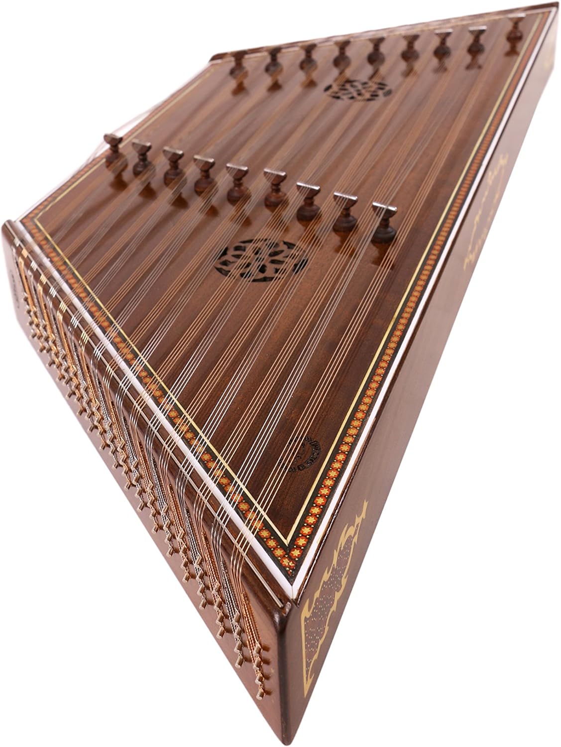 Quality Persian Santoor Santour Santur- dulcimer 9 kharak (bridge) Goldar with hard case and accessories