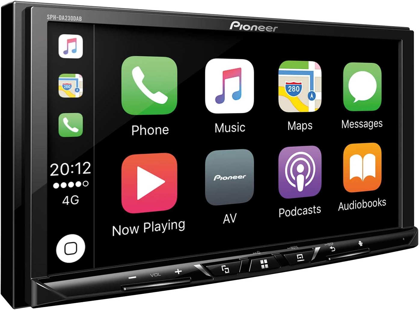 Pioneer SPH-DA230DAB Car Stereo, DAB Digital Radio, DIN 2, Apple Car Play, Android Auto, Black