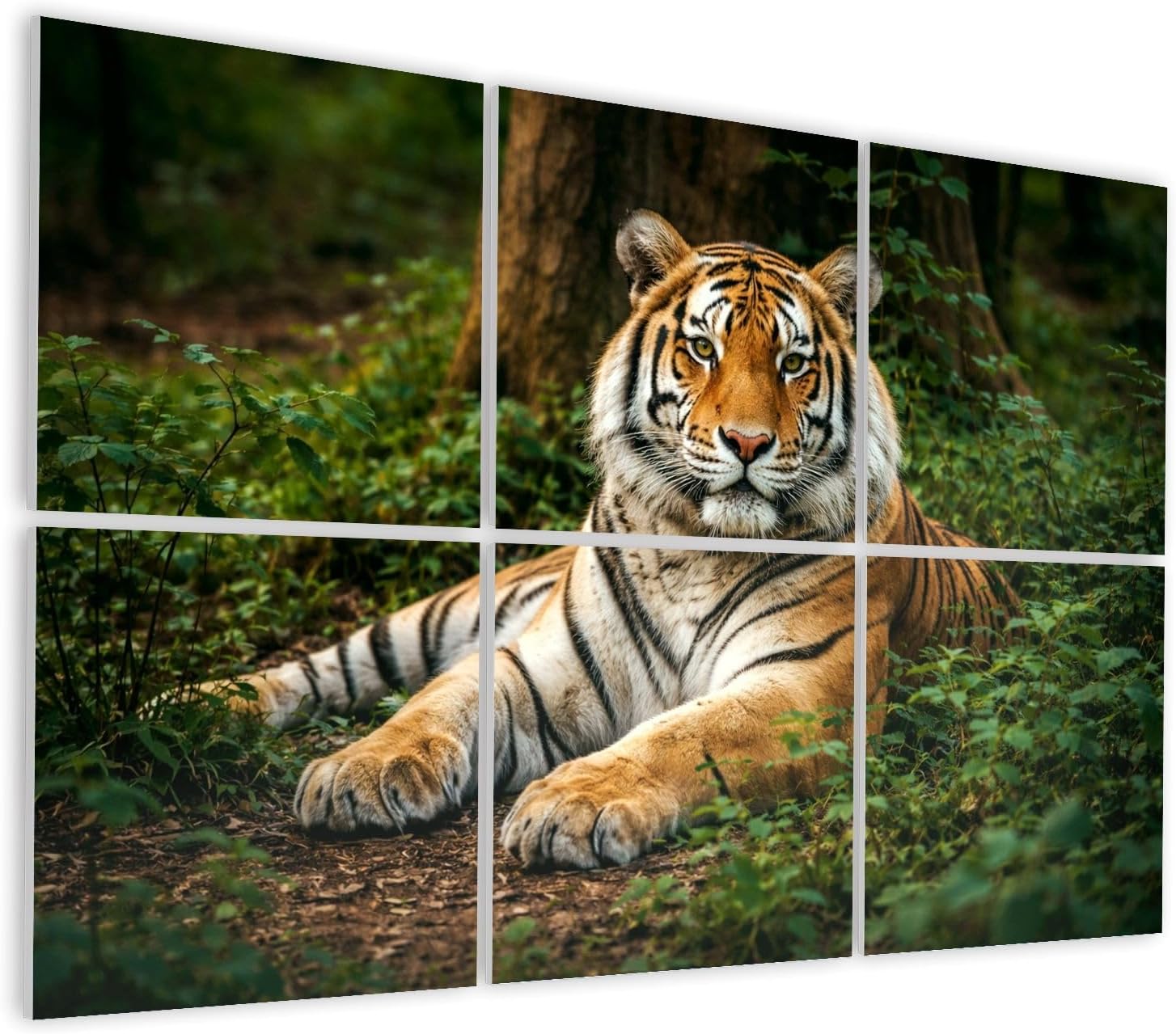 6 Pack Art Acoustic Panels Self Adhesive Tiger Portrait Decorative Soundproof Wall Panels Sound Absorbing Panel 48