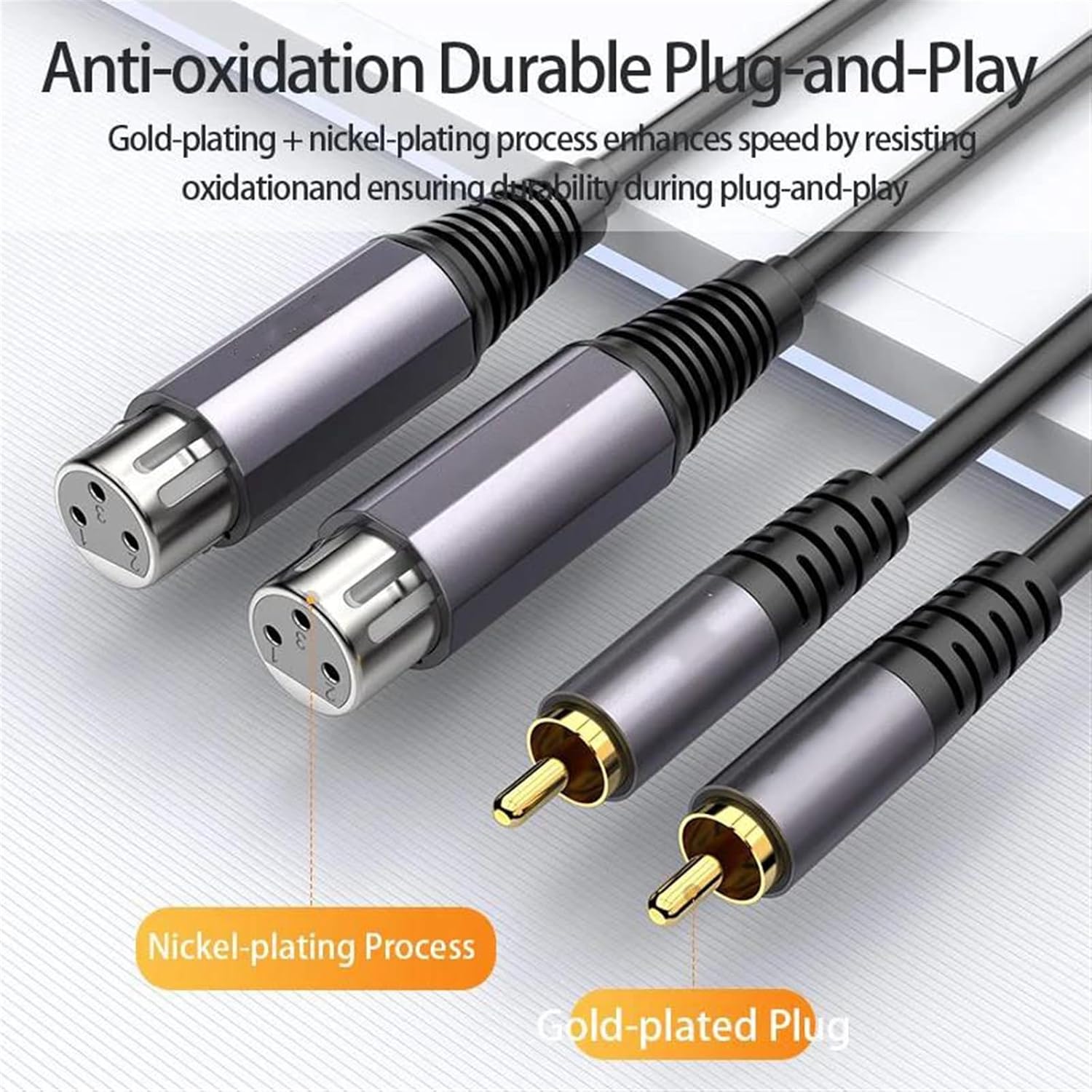 Pro Audio Cable 2 XLR Female to 2 RCA Male Cable HiFi Stereo RCA to XLR Speaker Microphone Amplifier Mixer Patch Cable(300cm)
