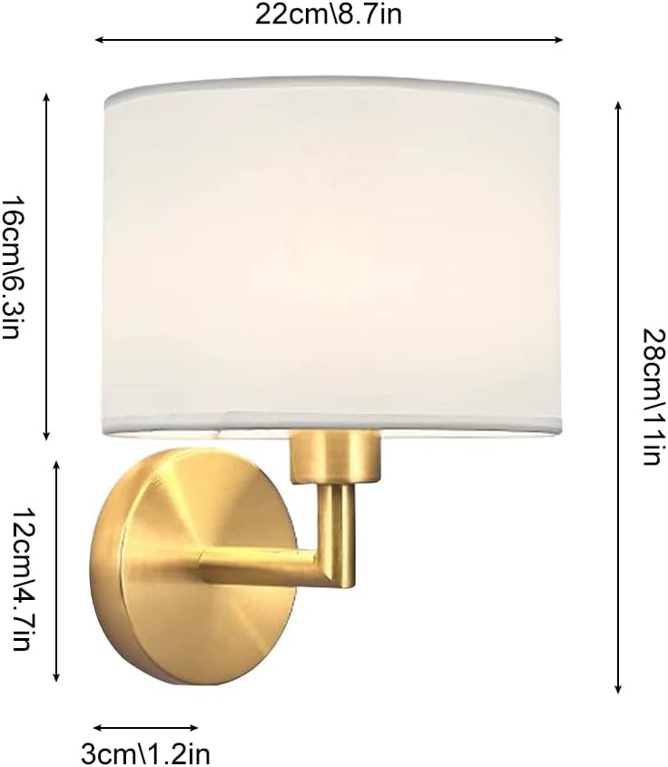 Drum Fabric Wall Sconces, Vintage Industrial Hardwired Boho Wall Sconce Bedside Light with Drum Shade, Rustic Indoor Wall Mount Light Fixtures for Dining Room Living Room Bedroom Hallway