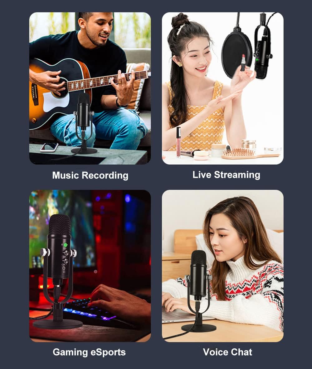 Maizoon USB Condenser Microphone for Computer Gaming Streaming Video Podcasting Recording Noise Reduction Live Broadcast Equipment Set NG01