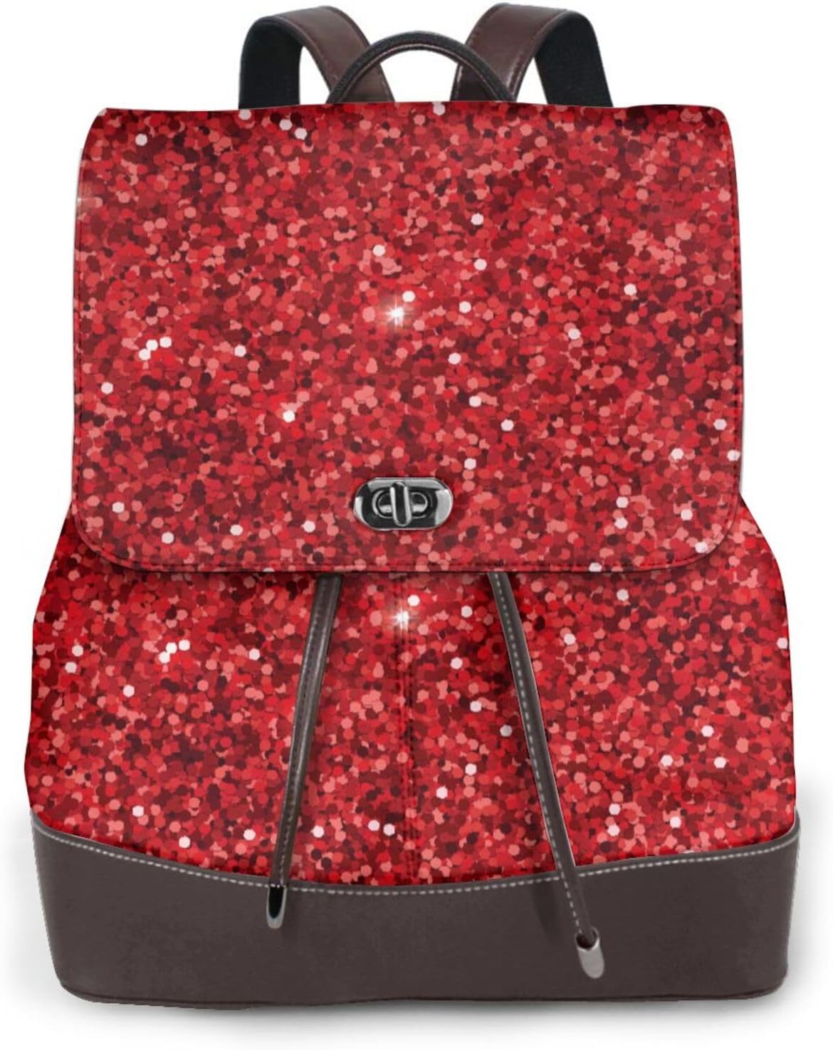 Red Glitter for Womens Backpack Purse Microfiber PU Anti-theft Large Fashion Designer Travel Bag Ladies Shoulder Bags