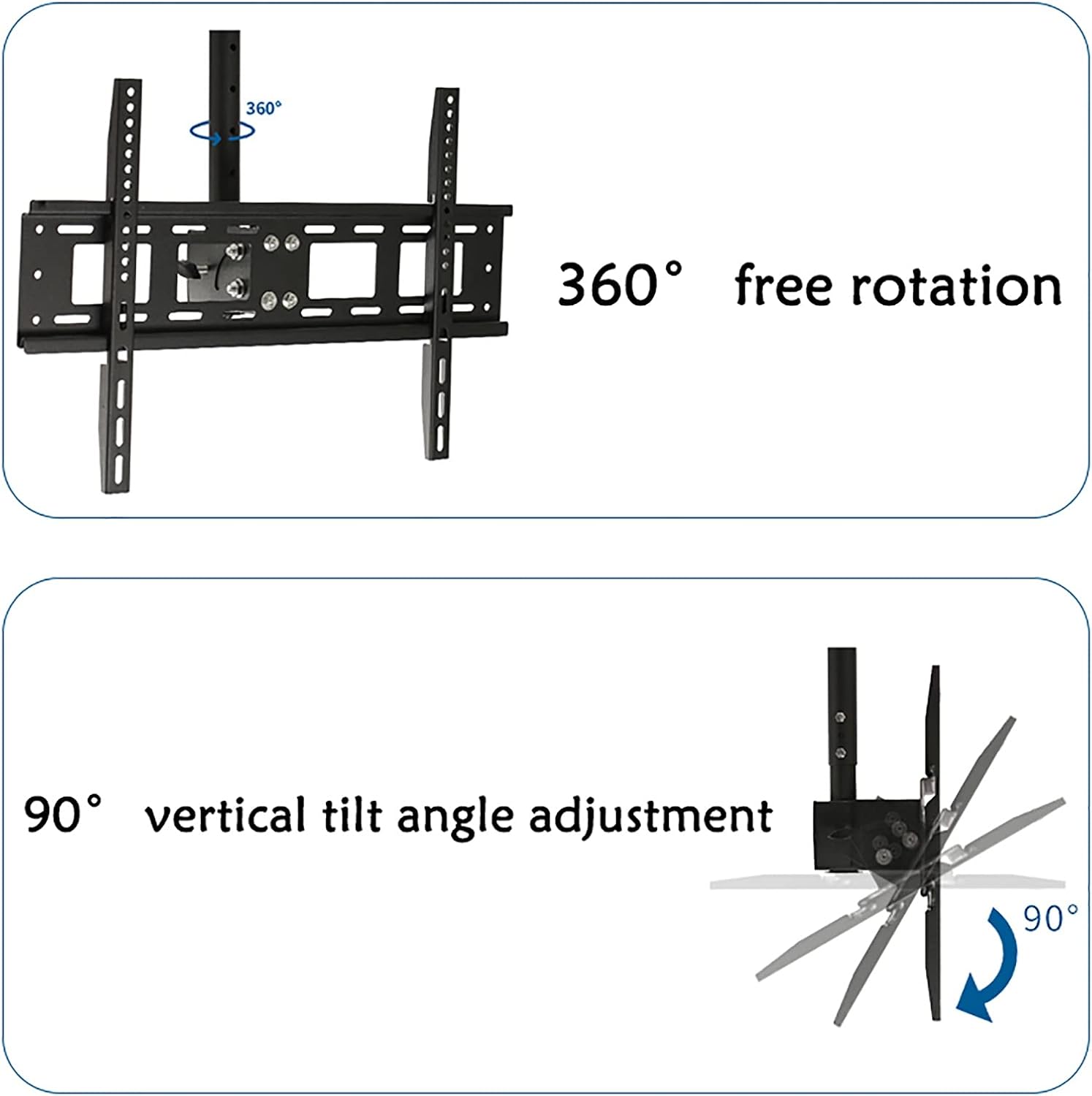 TV Stand tv Wall Mount Ceiling TV Mount Bracket, Full Motion 360 Deg Rotation Tilt Swivel TV Mount, Fits 40-80inch LED Screen Display, Can 90° Flip Down (Size : 0.65-1.55