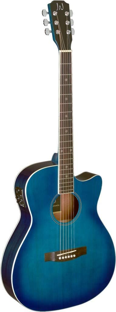 James Neligan 6 String BES-ACE TBB Bessies Series Auditorium Cutaway Acoustic-Electric Guitar-Transparent Blue Burst