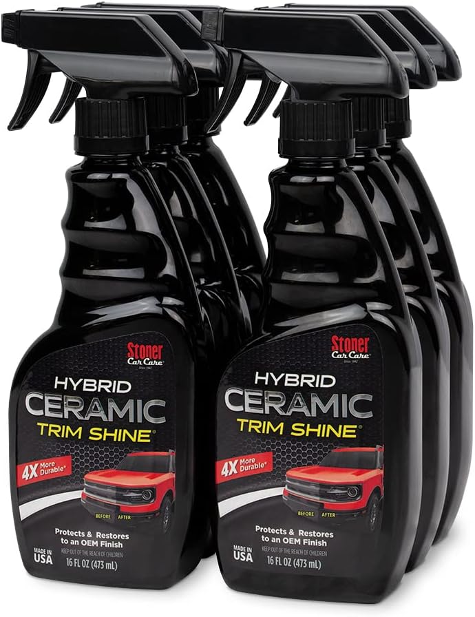 Stoner Car Care 92333-6PK Hybrid Ceramic Trim Shine – Restores Faded Plastic & Vinyl to OEM Finish, Long Lasting Water-Based UV Protection for Interior & Exterior Trim – 16 fl oz (Pack of 6)