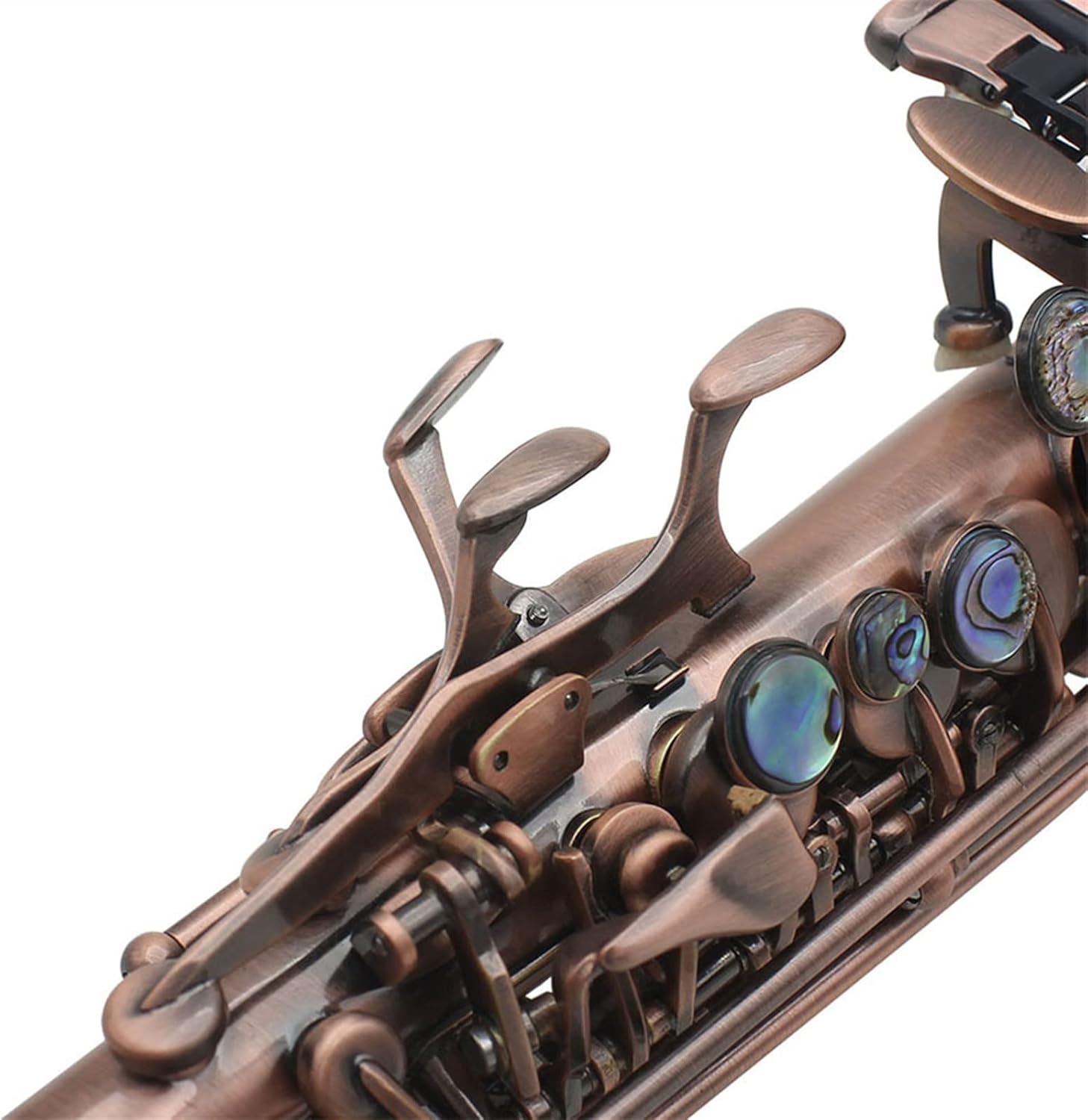 Sax Beginners Kit Red Bronze Straight Bb Saxophone Lacquered Gold Carve Pattern Woodwind Instrument with Case Reed Cleaning Brush Cloth Wind Instrument