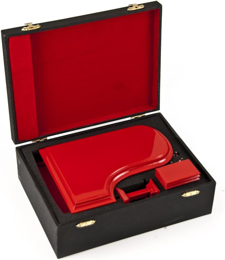Sophisticated 18 Note Miniature Musical Hi - Gloss Fire Engine Red Grand Piano with Bench - Many Songs to Choose - Pearly Shells