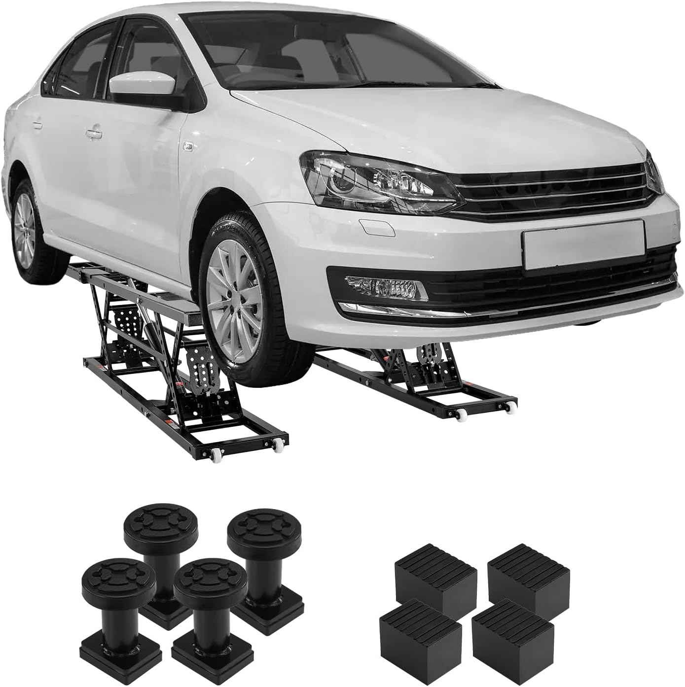 VEVOR Portable Car Lift - 5,000 LBS Capacity, Extended-Length Plates, 25.6