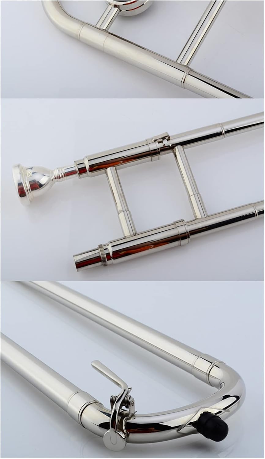 Standard Trombone New Professional Alto Trombone B Flat Gold Lacquer Brass Trombone Musical Instruments with Trombone Mouthpiece Valve Trombone (Color : Gold)