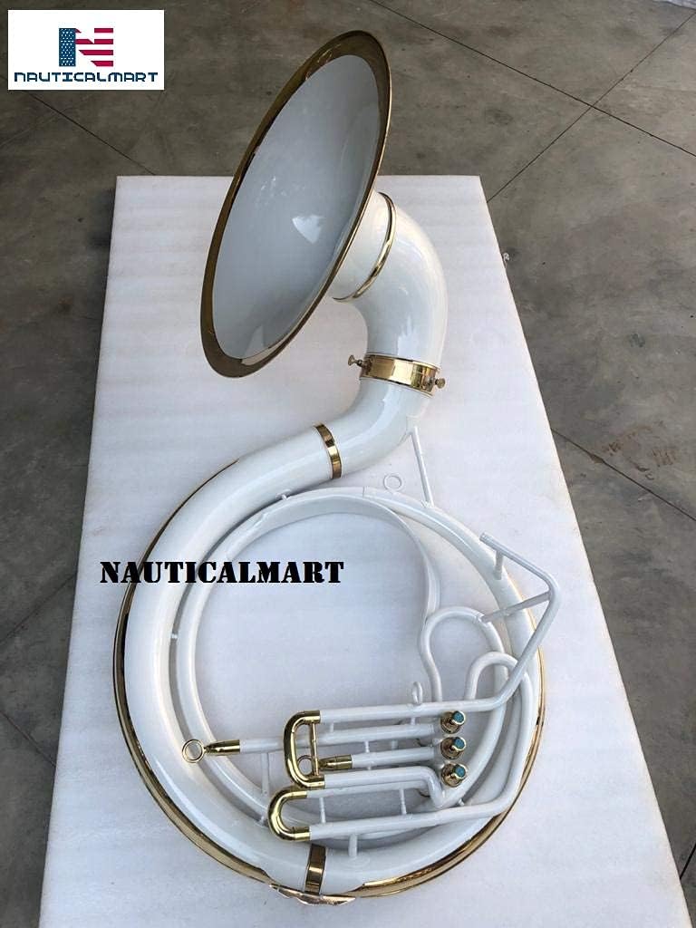 Brass Sousaphone Bb Big Bell Tubas | White Brass Includes Carry Bag & Mouthpiece | Handmade Musical Instrument Gift For Marching Bands