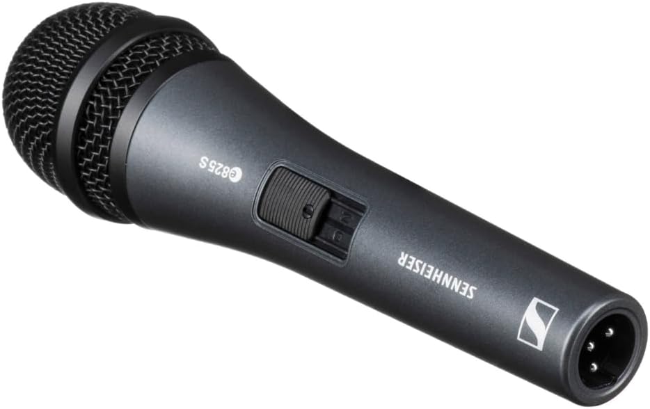 Sennheiser E825-S Cardioid Dynamic Vocal Microphone Bundle w/Pig Hog PHM10 8mm Mic Cable Polishing Cloth
