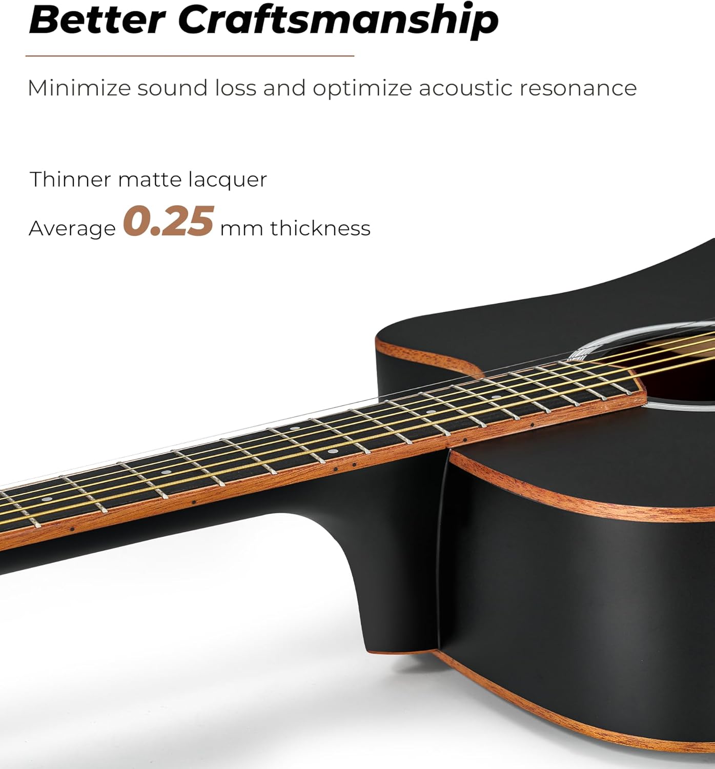 Vangoa Electric Acoustic Guitar Full Size Cutaway Acoustic Guitar Bundle Guitarra Acustica with Pickup for Adults Teens Beginners, Matte Black