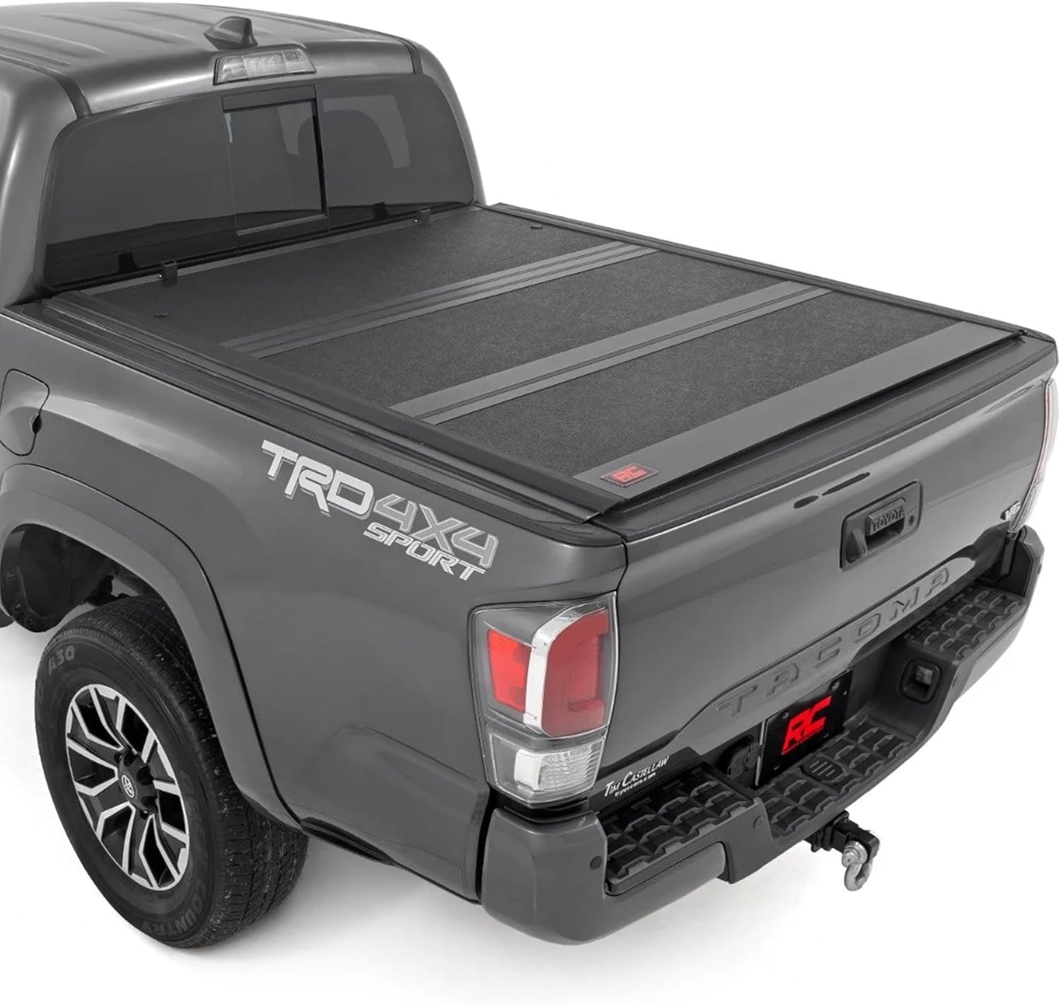 Rough Country Hard Tri-Fold Tonneau Cover for Toyota Tacoma (2016–2023) - Low-Profile Aluminum Truck Bed Cover, Fits 5' Bed (60.5