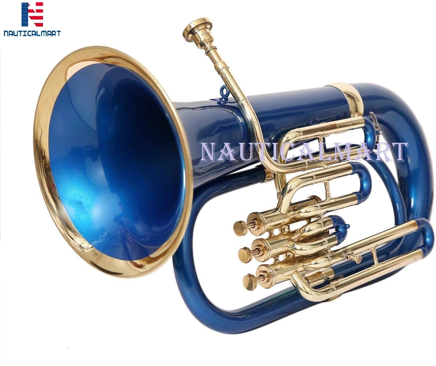 Brass Bb Euphonium 3 Valve - Blue Musical Instrument Gift