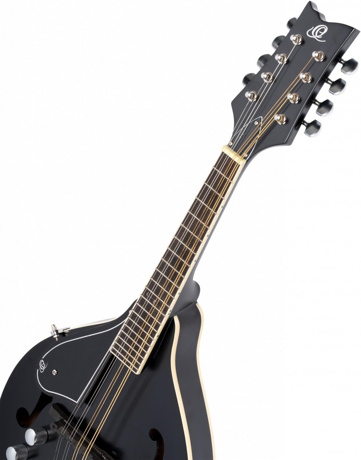 Ortega Guitars, 8-String A-Style Series Left-Handed Acoustic-Electric Mandolin w/Bag, White,Chrome,Bronze, Voll (RMAE40SBK-L)
