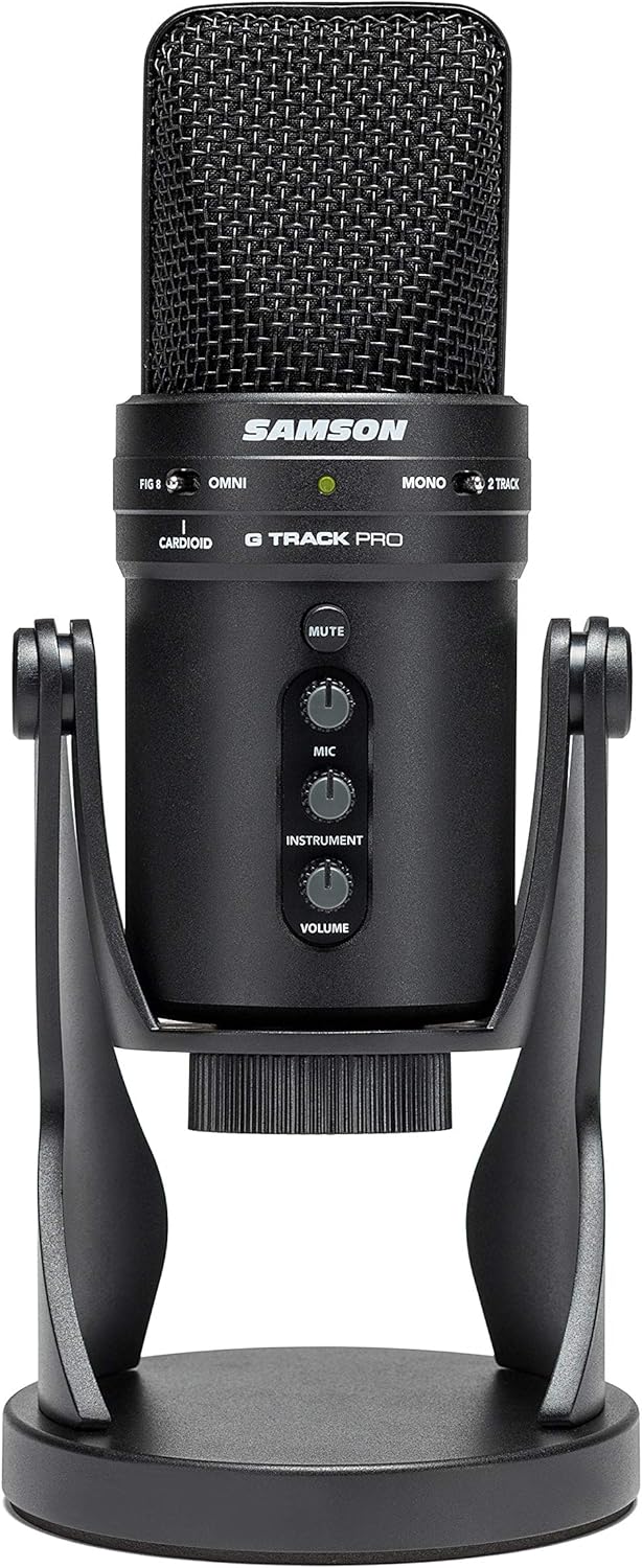 Samson Technologies G-Track Pro Professional USB Condenser Microphone with Audio Interface, Black (SAGM1UPRO) MBA28 28” Broadcasting Microphone Boom Arm for Podcasting and Streaming,Black