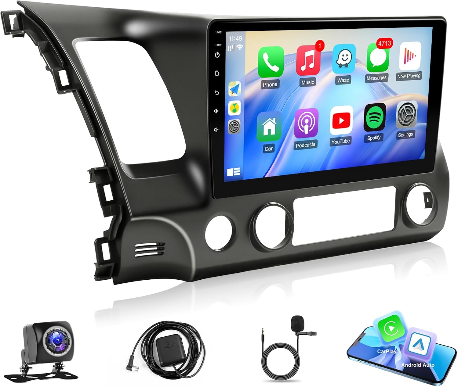 Leadfan Car Stereo Radio for Honda Civic 2006 2007 2008 2009 2010 2011 Wireless Carplay Android Auto - 10.1