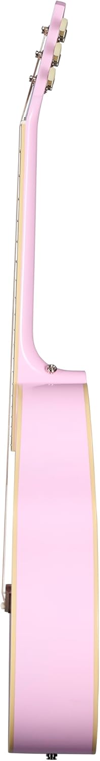 Epiphone Inspired by Gibson Custom J-180 Long Scale Acoustic Electric Jumbo, Pink with Hard Case