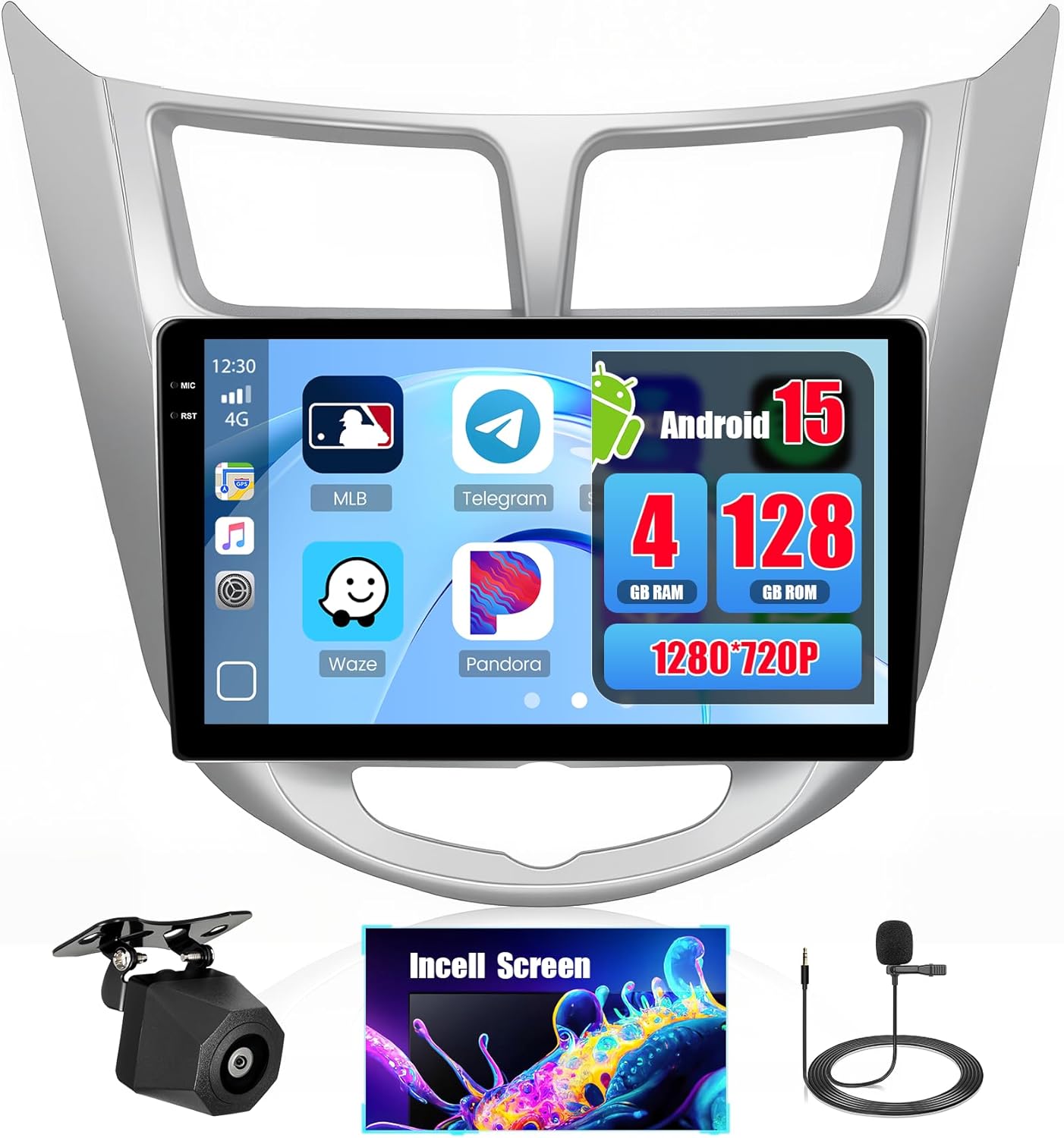 4+128GB Android 15 Car Radio for Hyundai Accent Verna Solaris 2010-2016 Carplay Android Auto, Realdio 9