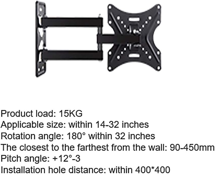 TV Wall BracketUniversal TV Wall Mount Bracket with Telescopic Rotating Feature Black TV Accessories for All TV Sizes