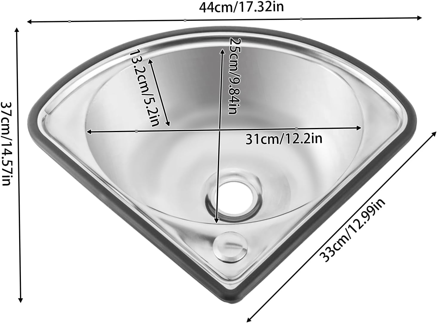 TFCFL Stainless Steel Triangular Hand Basin Sink, Wall Mount Corner Bathroom Sink, Triangle Bathroom Sink, Hand Wash Sink with Basin Faucet Drain Pipe Inlet Pipe Nail-free Adhesive, Silver