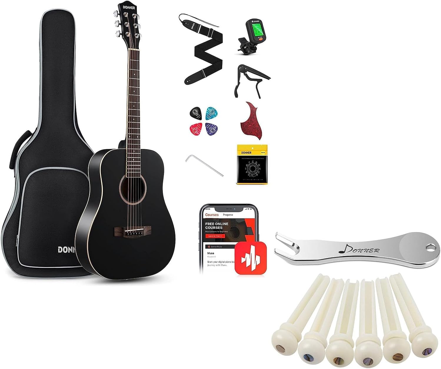 Donner Acoustic Guitar for Beginner-Guitar Bridge Pins