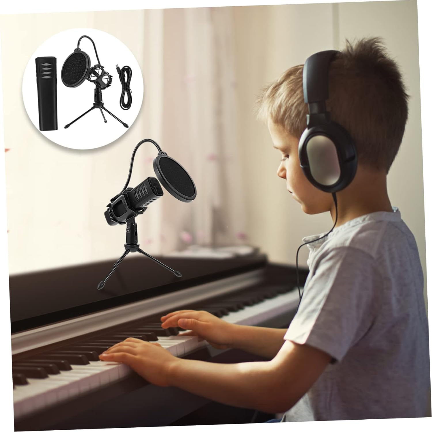 TiStm 1 Set Desktop Computer Gaming Notebook Video for Recording Phone Live Type-c with USB Capacitor Condenser Cardioid Kit Mic Singing Studio Stands (Color : Blackx3pcs, Size : 20X18X7.5CMx3pcs)